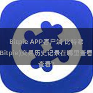 Bitpie APP客户端 比特派(Bitpie)交易历史记录在哪里查看？