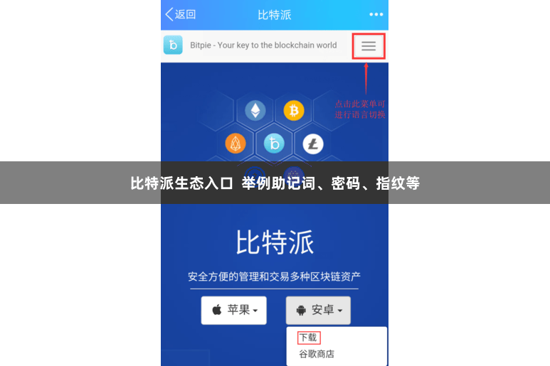 比特派生态入口  举例助记词、密码、指纹等